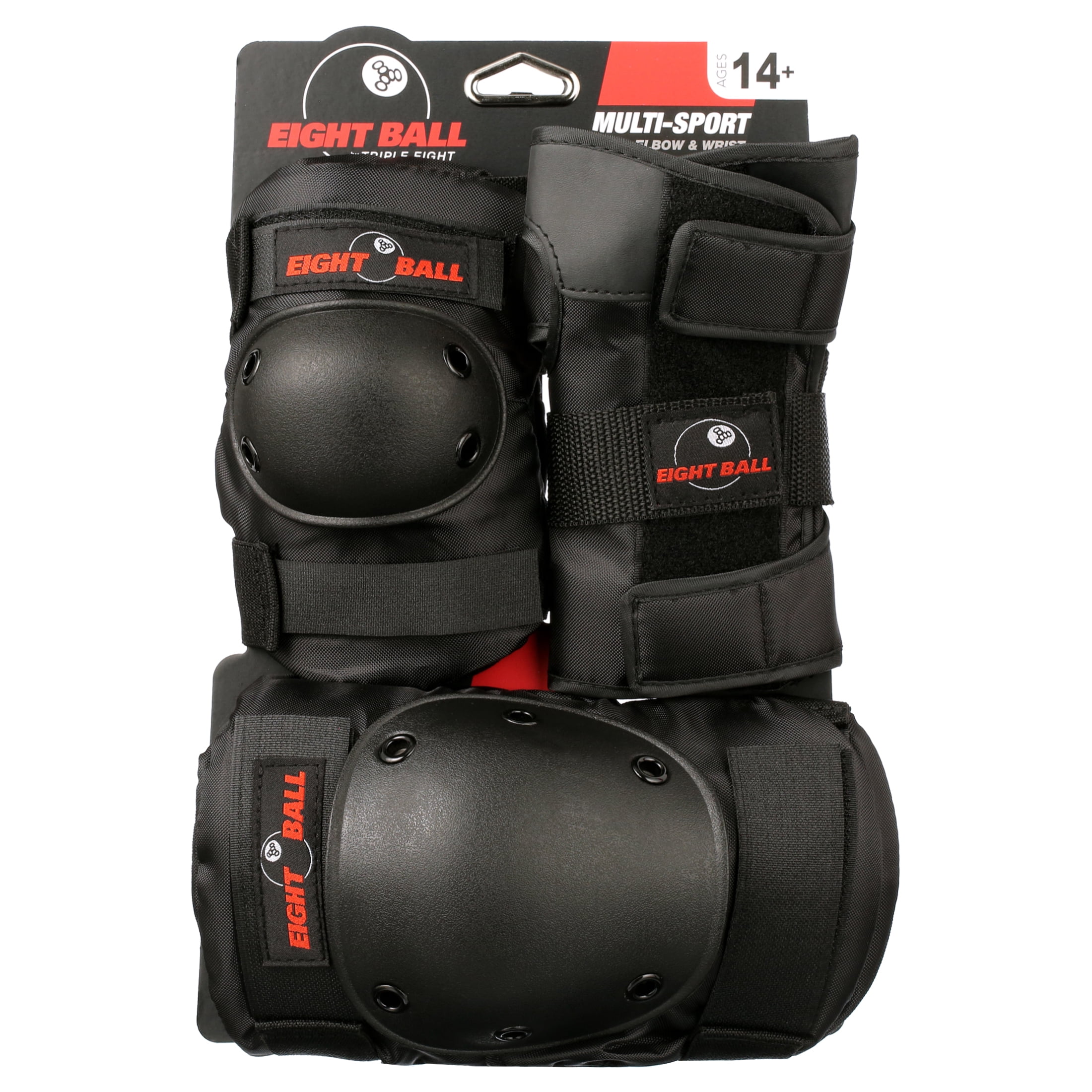 Eight Ball Black Pads, for Bike, Skate, and Scooter, Adult 14+
