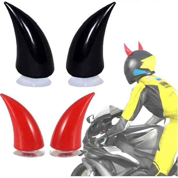 Black/red - Devil Horn Set Of 4 Motorcycle Helmet Decoration Accessories - Personal Devil Horn With Soft Rubber Suction Cups For Motocross Helmets