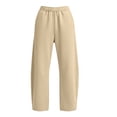 thumbnail image 4 of FAHUOMU Women's Fleece Lined Barrel Leg Joggers High Waist Stretchy Wide Leg Casual Athletic Winter Bottoms Solid Color Soft Warm Comfortable Trousers, 4 of 9