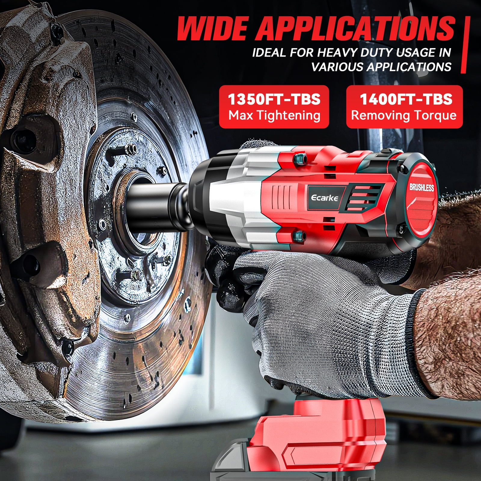 Cordless Impact Wrench 1/2 inch for Milwaukee 18v Battery, 1400 Ft-lbs High Torque Impact Driver, Brushless Electric Impact Gun with 4 Modes & LED Light for Car, Truck, Mower (Battery Not Included)