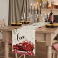 thumbnail image 2 of Table Runners 90 Inches Long Dress Scarves, Valentine's Day Farmhouse Coffee/Dining/Kitchen Table Runner for Living Room, Red Plaid Truck Love Roses Leaves Beige 13x90 Inch, 2 of 9