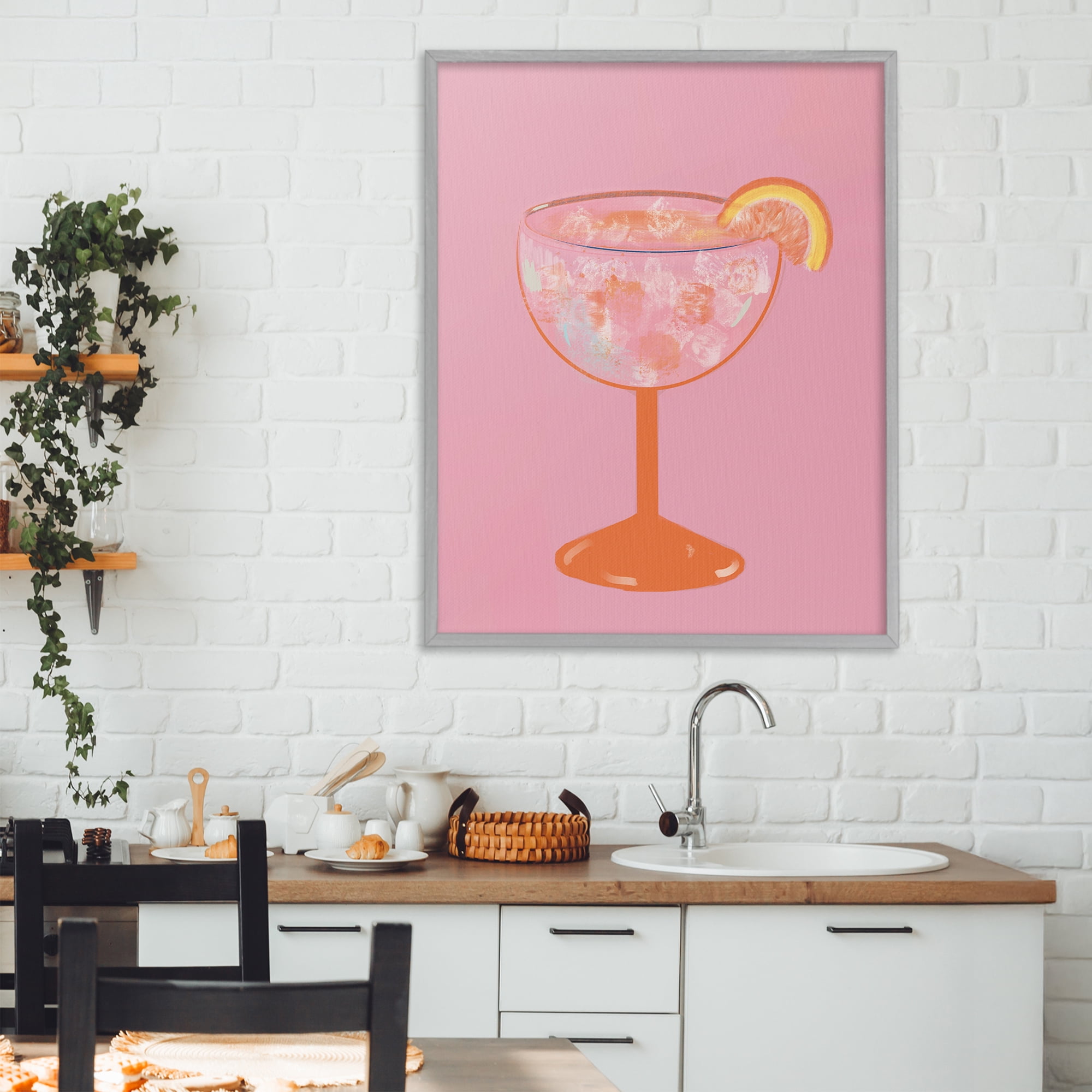 Stupell Industries Paloma Glass over Pink Gray Framed Giclee Art, design by Robin Maria