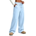 thumbnail image 5 of ClodeEU Women's Drawstring Wide Leg Sweatpants,Soft Casual Lounge Pants with Pockets ,Women's Plus XL, 5 of 8
