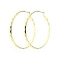 thumbnail image 2 of Women's Fashion Dangling Hoop Earrings Made In Korea, 47mm, Ridged Textured Gold-Tone, 2 of 2