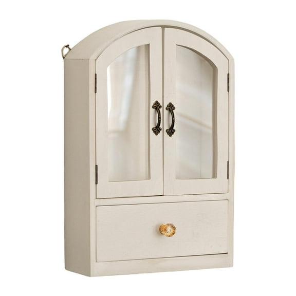 FashionCha Desktop Storage Cabinet Makeup Organizer for Countertop Living Room Bathroom White