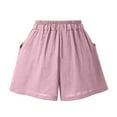 thumbnail image 4 of ABATAB Cotton Linen Shorts for Women Loose Fit Casual Shorts Drawstring Elastic Waisted Summer Shorts with Pockets, 4 of 4