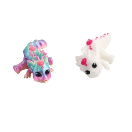 2PCS - Two colors each, 3D printed love little dragon, multi-color printing technology ornaments, entertainment toys, gifts, realistic and beautiful printed toys