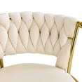 thumbnail image 4 of Modern Velvet Bar Stools Set of 3, Adjustable Height Swivel Barstools, Counter Height Bar Chairs with Back and Footrest for Kitchen Island & Dining Room, Beige, 4 of 8