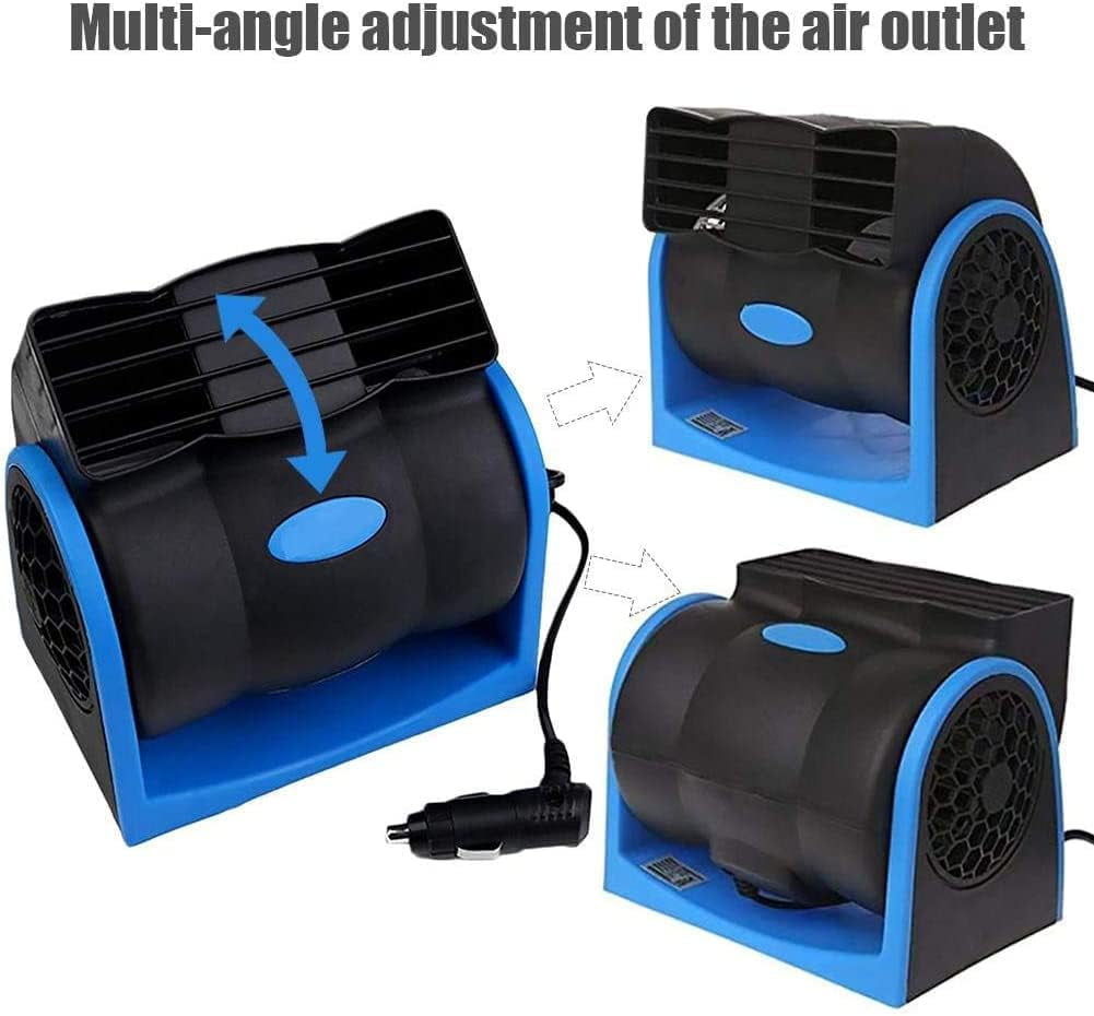 12V Car Dash Fan, No Leaf Quiet Cooling, Powerful RV Ventilation, Squirrel Cage, 2 Speed Electric Air Conditioner with Cigarette Lighter Plug for Auto SUV Vehicle Van