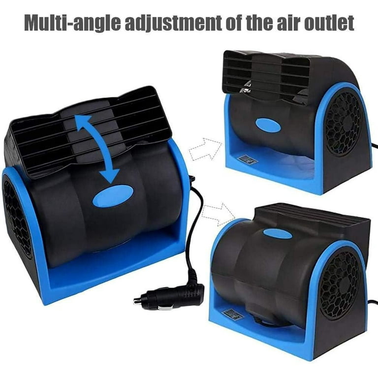 12V Car Dash Fan, No Leaf Quiet Cooling, Powerful RV Ventilation, Squirrel Cage, 2 Speed Electric Air Conditioner with Cigarette Lighter Plug for Auto SUV Vehicle Van