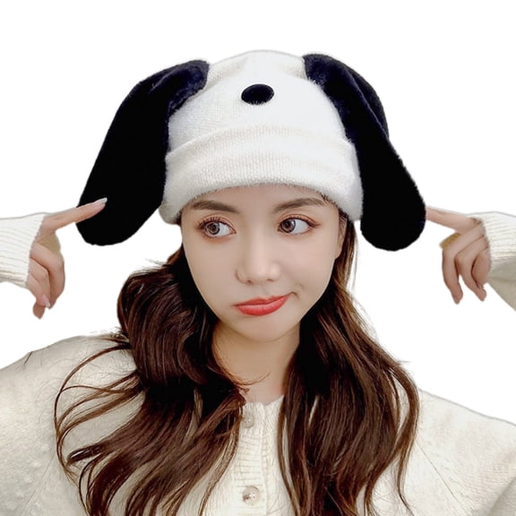 Aellinatey Cute Dog Ears Woolen Hat All-match Mini Dog Ears Fit for Easter Christmas