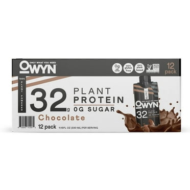 OWYN Pro Elite Plant Based Protein Shake, Nutrition Drink, Chocolate, 32g Protein, 11.15 oz, 12 Pack