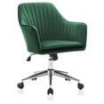 thumbnail image 6 of BELLEZE Upholstered Velvet Home Office Desk Chair with Swivel Wheels and Adjustable Height, Rolling Vanity Armchair - Alayah (Green), 6 of 7
