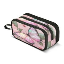 ALAZA Butterfly Pencil Case Bag 3 Compartment Pen Pouch Large Storage Holder Box Organizer