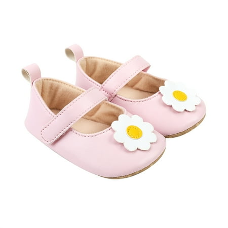

Sprifallbaby Baby Girls Premium PU Flats Infant Flower Decor First Walker Crib Shoes for Party Festival Baby Shower