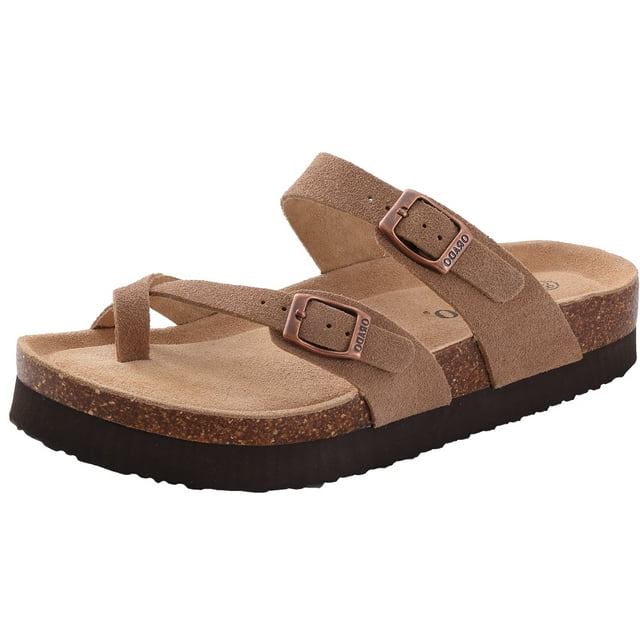 Comwarm Fashion Women‘s Suede Mules Slippers Men Clogs Cork Insole Sandals With Arch Support Outdoor Beach Slides Home Shoes LS