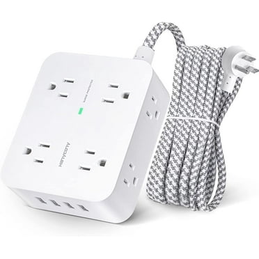 Surge Protector Power Strip - 8 Widely Outlets with 4 USB Charging Ports, 3 Side Outlet Extender with 5Ft Braided