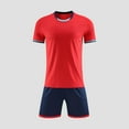 thumbnail image 2 of CYRBOKO Boy's Athletic Outfit Sets, Crewneck Short Sleeve Elastic Waist Quick-dry Sports T-Shirt with Shorts Red Size 8 T, 2 of 4