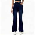 thumbnail image 2 of HSMQHJWE Women's Totally Shape Stretchy Bootcut Flare Denin Jeans Slim Fitting Stretchy Washed Denim Flared Jeans, 2 of 7