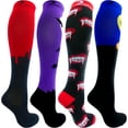 thumbnail image 2 of 4 Pair Large/X-Large Colorful Moderate Graduated Compression Socks 15-20 mmHg. Mens & Womens Knee-High Comfort Blend. Halloween Dark Festive Designs, 2 of 6