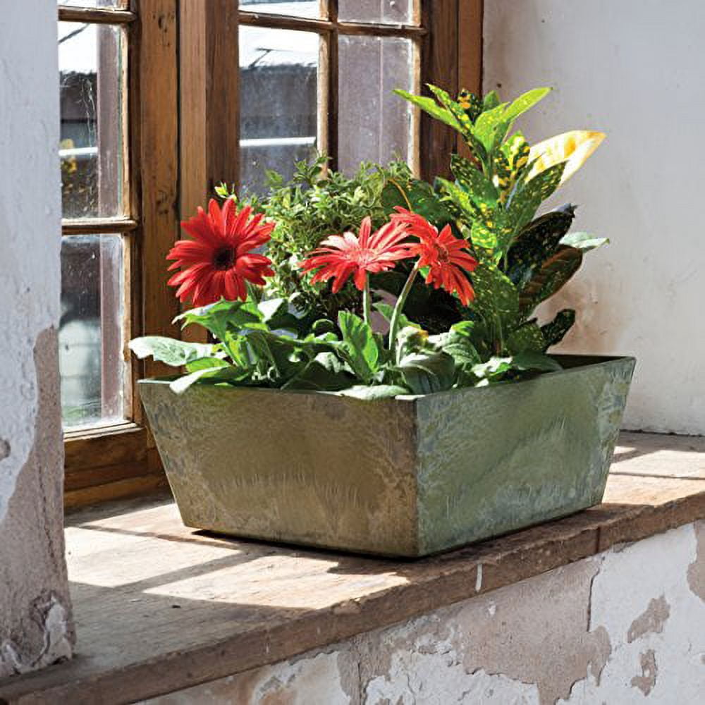 Root & Vessel Ella Low Square Planter, Gray, 10"