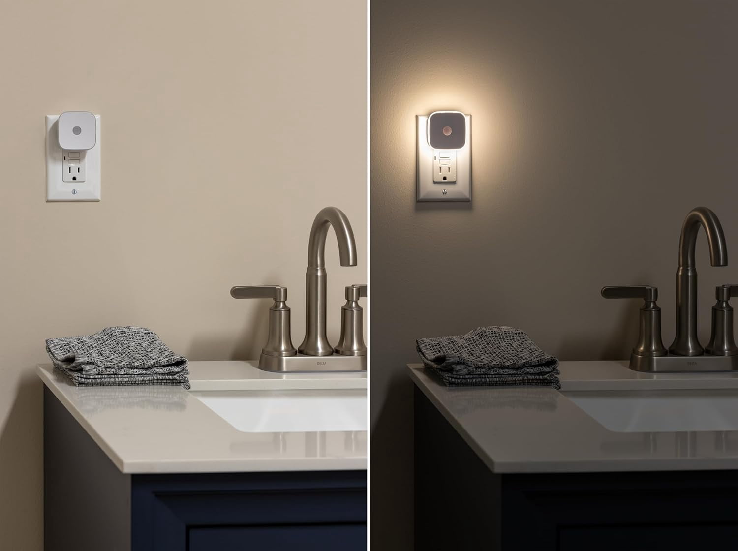 LED Motion Sensor Night Lights Plug Into Wall Dusk to Dawn Sensor Home Decor Apartment Essentials Ambient Lighting Nightlight 85617 2 Pack