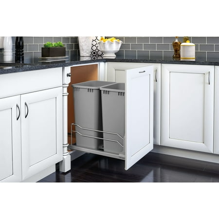 Rev A Shelf 53WC-2150SCDM-217 Double 50 Quart Undermount Pullout Waste Container