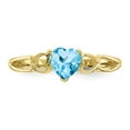 thumbnail image 4 of 10K Yellow Gold Ring Band with Stones (12) December Swiss Blue Topaz Heart, Size 9, 4 of 5