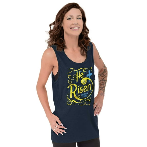 He Is Risen Jesus Christ Christian Tank Top Tee Shirt Women Brisco Brands S