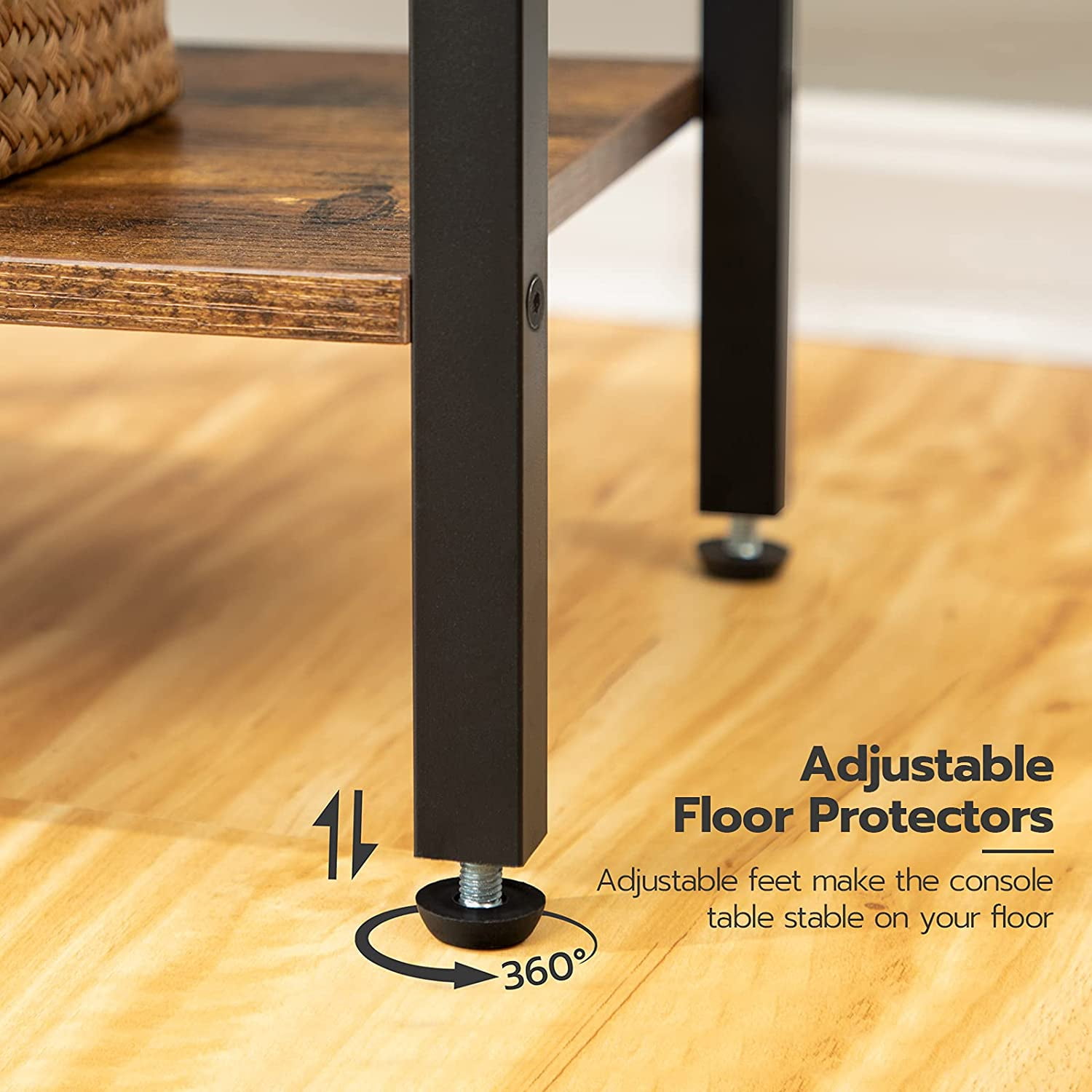 HOOBRO End Tables Metal Frame Set of 2 Sofa Tables with 3-Layer Storage Shelves Living Room Home Office Rustic Brown BF13BZ01