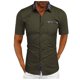 thumbnail image 1 of Men's Summer Solid Color Casual Short Sleeve Shirt Collar Stripe Contrast Fashion Button Shirt 5XL, 1 of 3