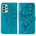 thumbnail image 6 of Allytech For Samsung Galaxy A53 5G Flip Wallet Case,Stylish Diamond Embossed Butterfly PU Leather Shockproof Soft TPU Holder Cover with Hand Strap.For Samsung Galaxy A53 5G,Blue, 6 of 6