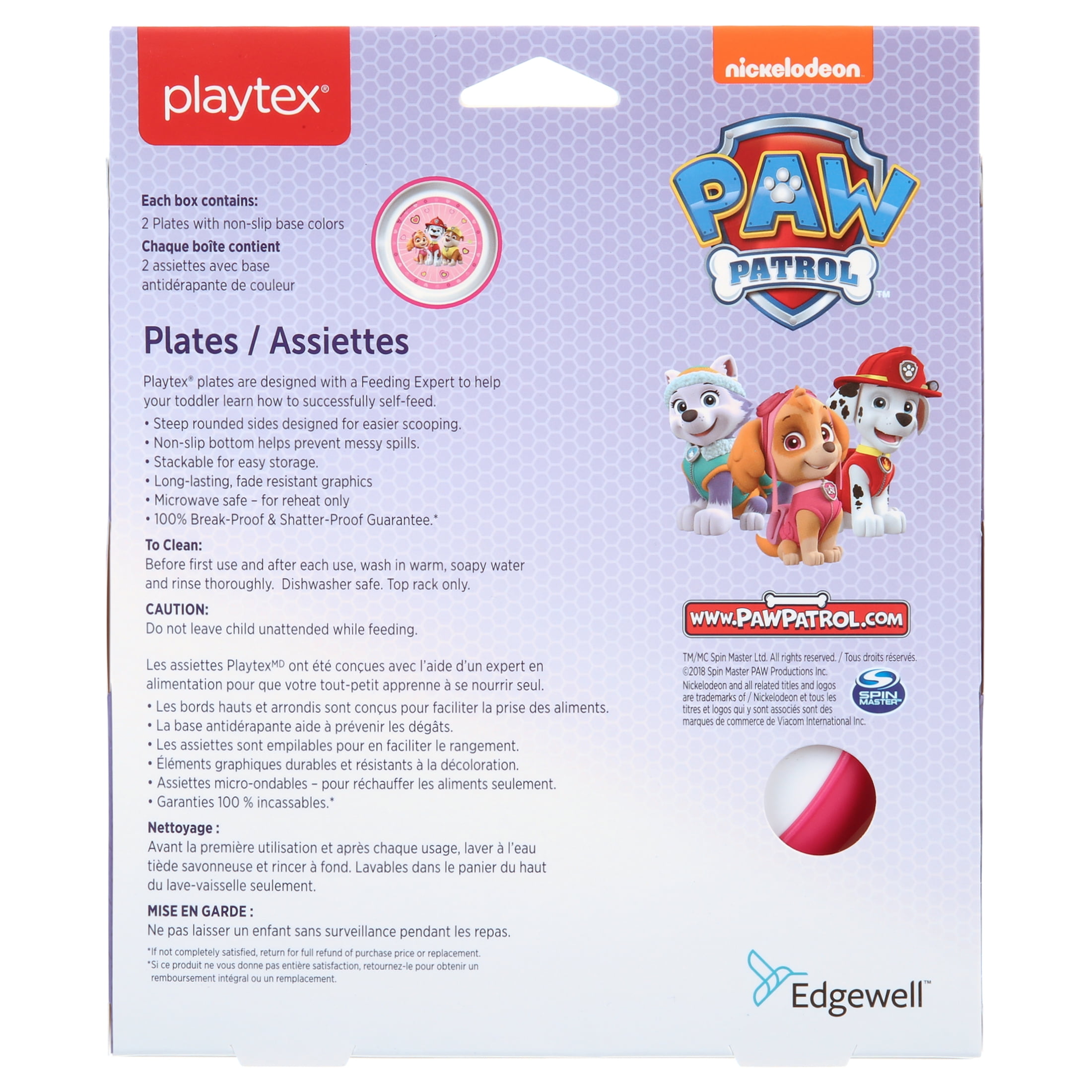 Playtex Paw Patrol Plates, Pink, 2 count
