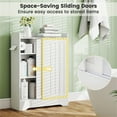 thumbnail image 4 of Slim Over-The-Toilet Storage Cabinet, White Bathroom Organizer with 2 Sliding Doors, 2 Adjustable Shelves, Toilet Paper & Brush Holder, Space-Saving Narrow Storage for Small Bathroom, 4 of 10