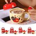 thumbnail image 6 of Christmas Apple Cartoon Ceramic Mug - Holiday Themed Hot Drink Cup with Lid & Spoon, Ideal for Cocoa/Coffee, Festive Party Gift,Red4, 6 of 9