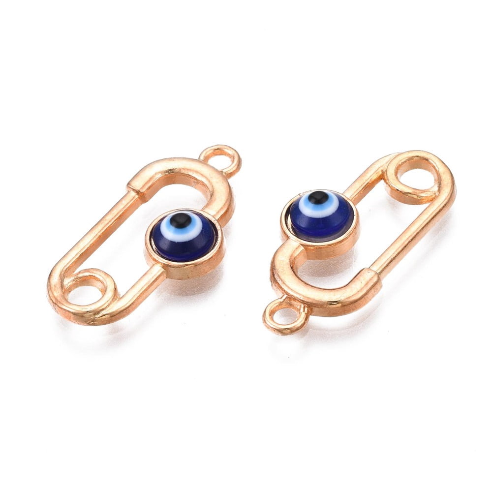 200pcs Alloy Enamel Pendants Light golden Cadmium Free & Lead Free Safety Pin Shape with Dark Blue 23x11.5x4mm Hole: 1.6mm