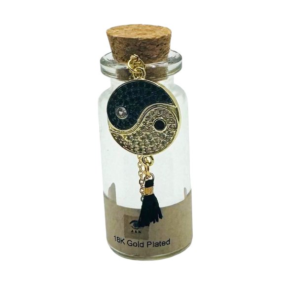 18K Gold-Plated Yin Yang Necklace with Cubic Zirconia