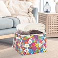 thumbnail image 3 of Yayeee Collapsible Storage Bin with Lid Fabric Closet Decorative Basket with Handles, Whimsical Floral, 3 of 7