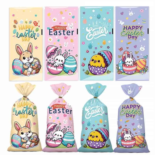 Yhmxh Organizadores y almacenamiento Bolsas para envolver dulces de Pascua con diseño de huevos de conejito y bolsillo plano Almacenamiento de ducha Almacenamiento de juguetes