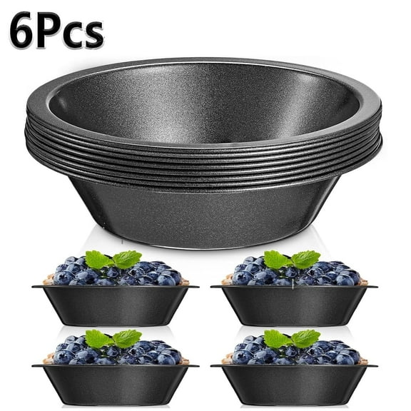 Tutuviw 6 Pack 5 inch Reusable Small Pie Pans, Nonstick Small Pie Tins, Carbon Steel Pie Pans, Mini Pie Pans for Baking, Round Bread and Meat Pie Tins Mini Pie Tins for Cake Dessert
