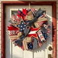 thumbnail image 3 of Patriotic Wreath for Front Door, Independence Day Flower Wreath Red White Blue Decoration for Porch Wall, Holiday Party Scene Decor and Memorial Day Veterans Day Themed Hanging Ornament, 3 of 5