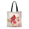 thumbnail image 1 of NUDECOR Sac en Toile Réutilisable Sac de Courses Rose Mâle Cardinal du Nord dans le Jardin de Roses Sac Rouge Oiseau, 1 of 1