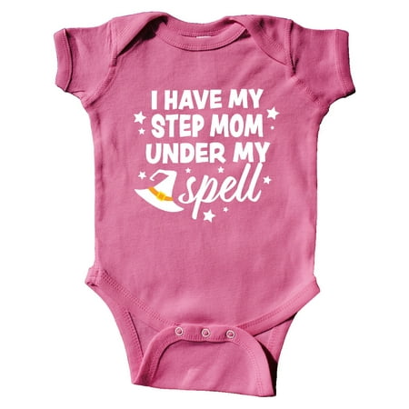 

Inktastic I Have My Step Mom Under My Spell with Cute Witch Hat Gift Baby Boy or Baby Girl Bodysuit