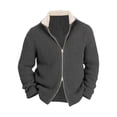 thumbnail image 5 of Men Knitted Sweater Stand Collar Zipper Closure Solid Color Cardiagn Knitwear Long Sleeves Thick Sweater Jacket for Casual Business Wear, 5 of 7