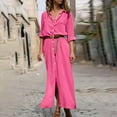 thumbnail image 2 of Ersazi Dresses for Women 2024 Fashion Women Summer Casual Solid Dress V-Neck Long Sleeve Loose Dress Pink Xxl, 2 of 5