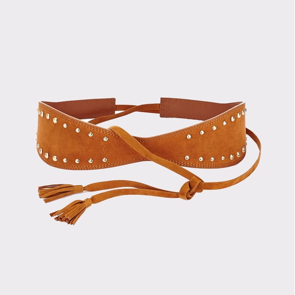 LASCANA Women's Embellished Faux Suede Waist Belt Hardware