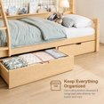 thumbnail image 3 of DTTRA Twin over Full Bunk Bed with Storage Drawers, Curved Guardrails & Side Shelves, Natural, 3 of 8