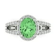 thumbnail image 2 of 2.78ct oval cut green Zircon 18k white gold halo Bridal Wedding Engagement Promise Anniversary Ring for Women size 3.5, 2 of 7