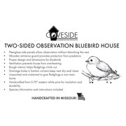 2 Side Open Bluebird House | Observation Nest Box with Clear Viewing Panel & Predator Guard | Hinged Easy-Clean Sides | 1 Pine Insulated Birdhouse | 1.5 Entry | Handcrafted in Maine, USA