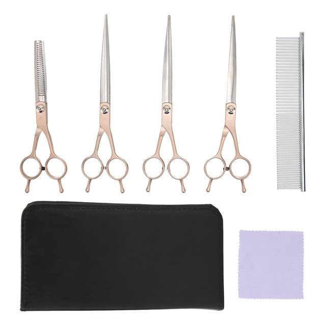 Pet Grooming Kit, Multipurpose Pet Hair Double Tail Scissors Set Portable With Comb Storage Bag Wipe Cloth For Cats For Hamsters For Rabbits For Dogs